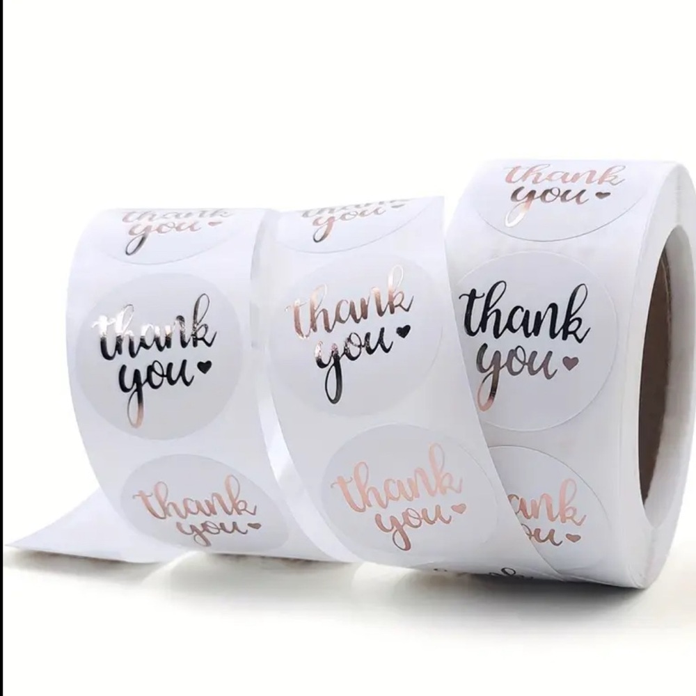 500 Rose Gold Thank You Stickers